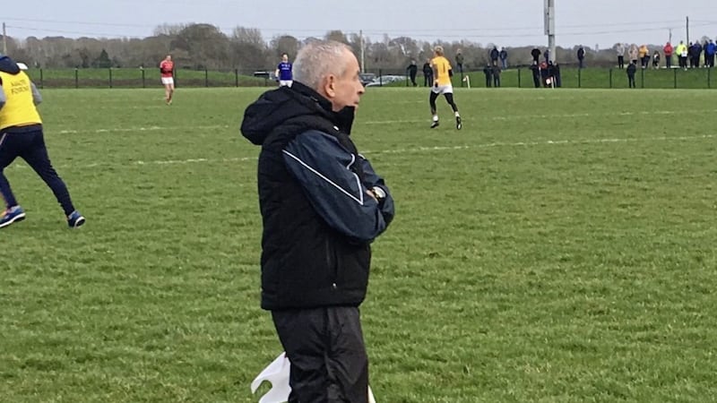 Pete McGrath looks on from the sideline as Louth took on Longford in the O&#39;Byrne Cup 