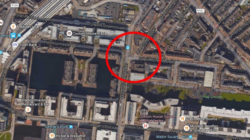 The shooting happened at the junction between Sheriff Street and Oriel Street Upper near Connolly Station in Dublin. Picture: Google Maps&nbsp;