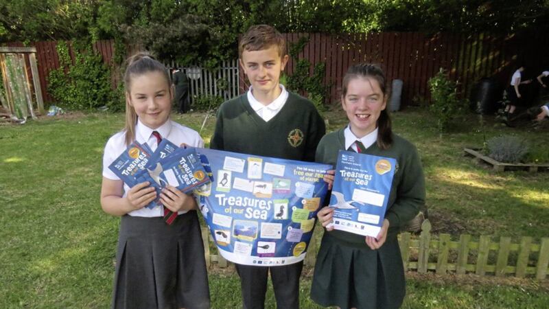 St MacNissi&#39;s primary seven pupils Yannah, Zeke and Maria 