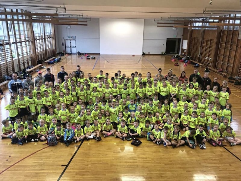 Over 200 children descended on St Marks High School in Warrenpoint recently, where they were ably looked after by the county Cul Camp coaches and club co-ordinator Brendan Rice 