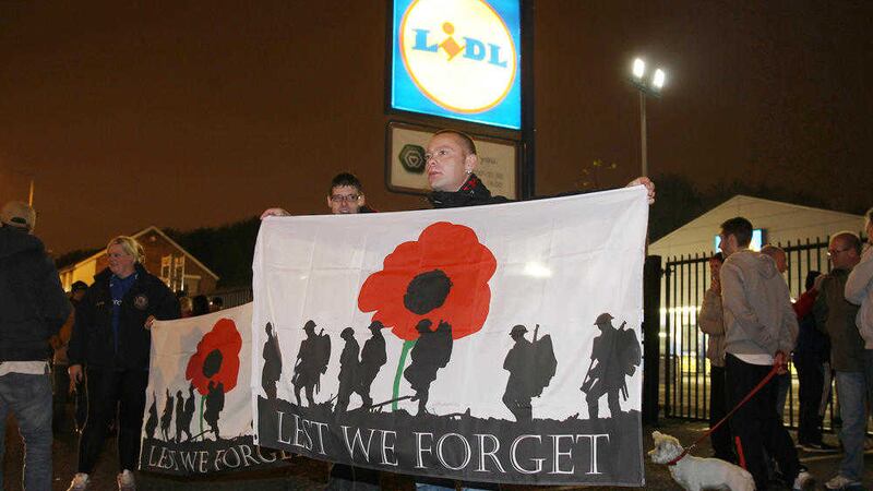 The Royal British Legion has said it does not support protests against stores - such as this one at Lidl on the Shore Road in north Belfast - which do not stock poppies