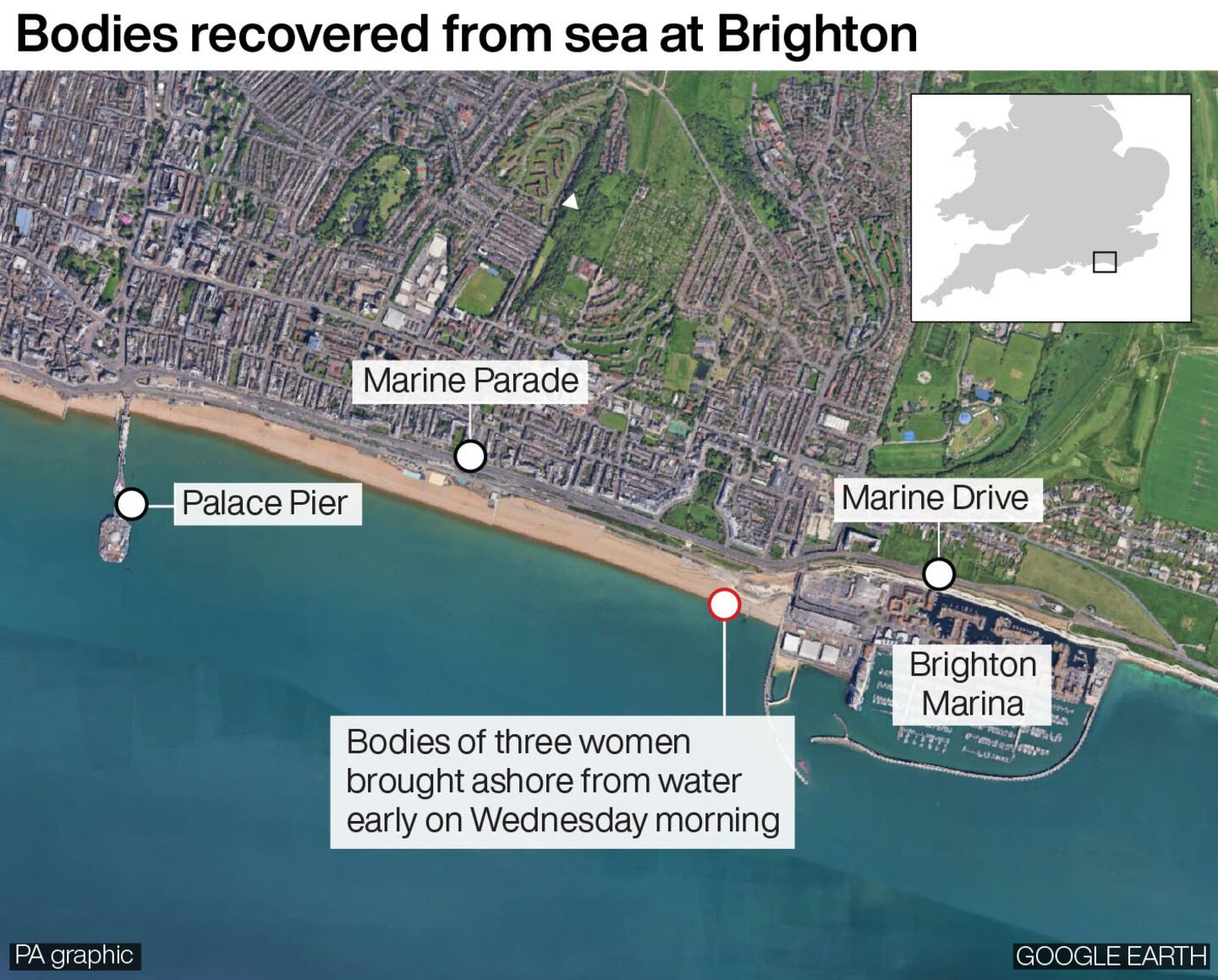 Police believe they have identified three women recovered off Brighton ...