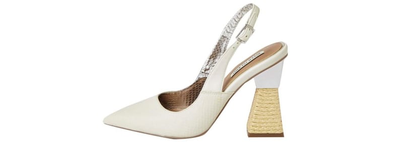Slingback Raffia Heel Court Shoes in White, &pound;45, River Island 