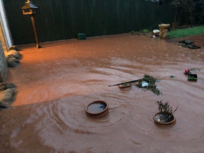 Flooding in Mrs James' garden