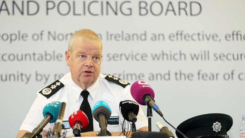 Chief Constable Simon Byrne at a press conference, after formally assuming office during an attestation ceremony at the Policing Board offices in Belfast&nbsp;