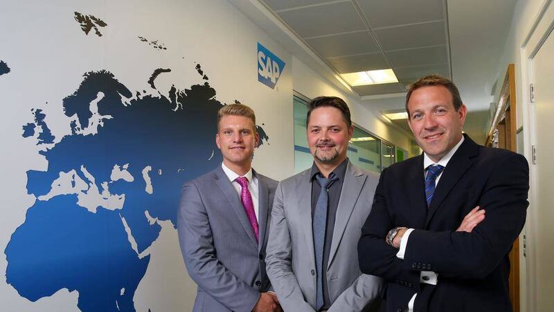 Pictured following the new SAP partnership announcement are Matthew Sinclair, UKI Partner Account Manager, SAP; Paul Trouton, director and CEO of FUEL; and Will Newton, head of Business One, UK Ireland, SAP 