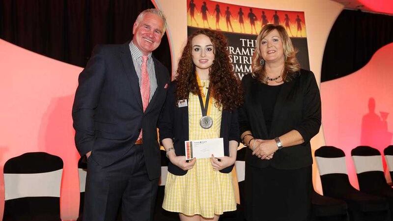 Aileen Toner from Belfast receiving her 2015 Pramerica Spirit of Community Award 