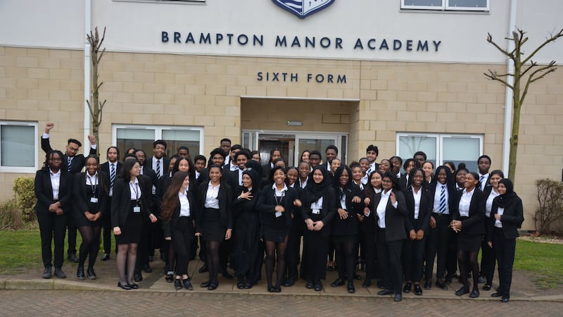 A record-breaking 55 pupils at Brampton Manor Academy have received offers to study at the universities of Oxford or Cambridge.