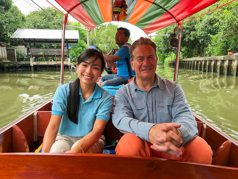Great Asian Railway Journeys (Michael Portillo with his guide, Peach, in Bangkok