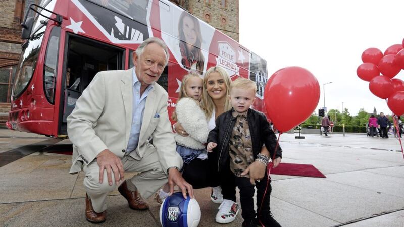 Phil Coulter and James McClean's wife Erin and children Allie-Mae (age 3) and Junior McClean (age 1)