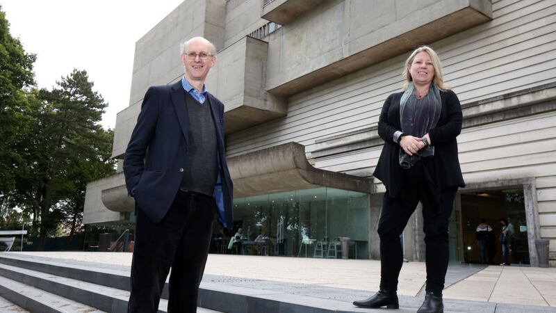The Ulster Museum will present 'Weeping Window' by artist Paul Cummins and designer Tom Piper as part of 14-18 NOW&rsquo;s UK-wide tour of the iconic poppies. &nbsp;Pictured are Richard Wakely, Director of the Belfast International Arts Festival and Kim Mawhinney, Head of Art, National Museums Northern Ireland