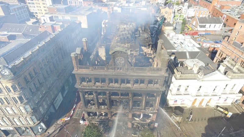 &nbsp;An aerial view of the devastation caused to Primark and the Bank Buildings. Picture by Gregory Weeks