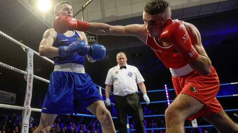 Brandon McCarthy (left).who defeated Ulster boxers Jon McConnell and Jacvk McGivern en route to the 63.5kg Irish Elite crown earlier this month, is among those in the shake-up for a spot at the upcoming World Championships. Picture by Mark Marlow 