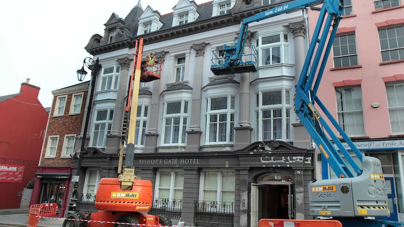 The final touches are added to the Bishop's Gate Hotel in Derry just before its official opening&nbsp;