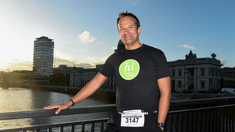 The taoiseach, who is a keen runner, taking part in a 5K team challenge in Dublin back in 2014.