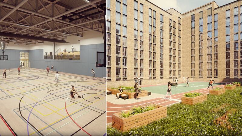 Digitally rendered impressions of the new sports centre at Student Roost's Nelson Place scheme.