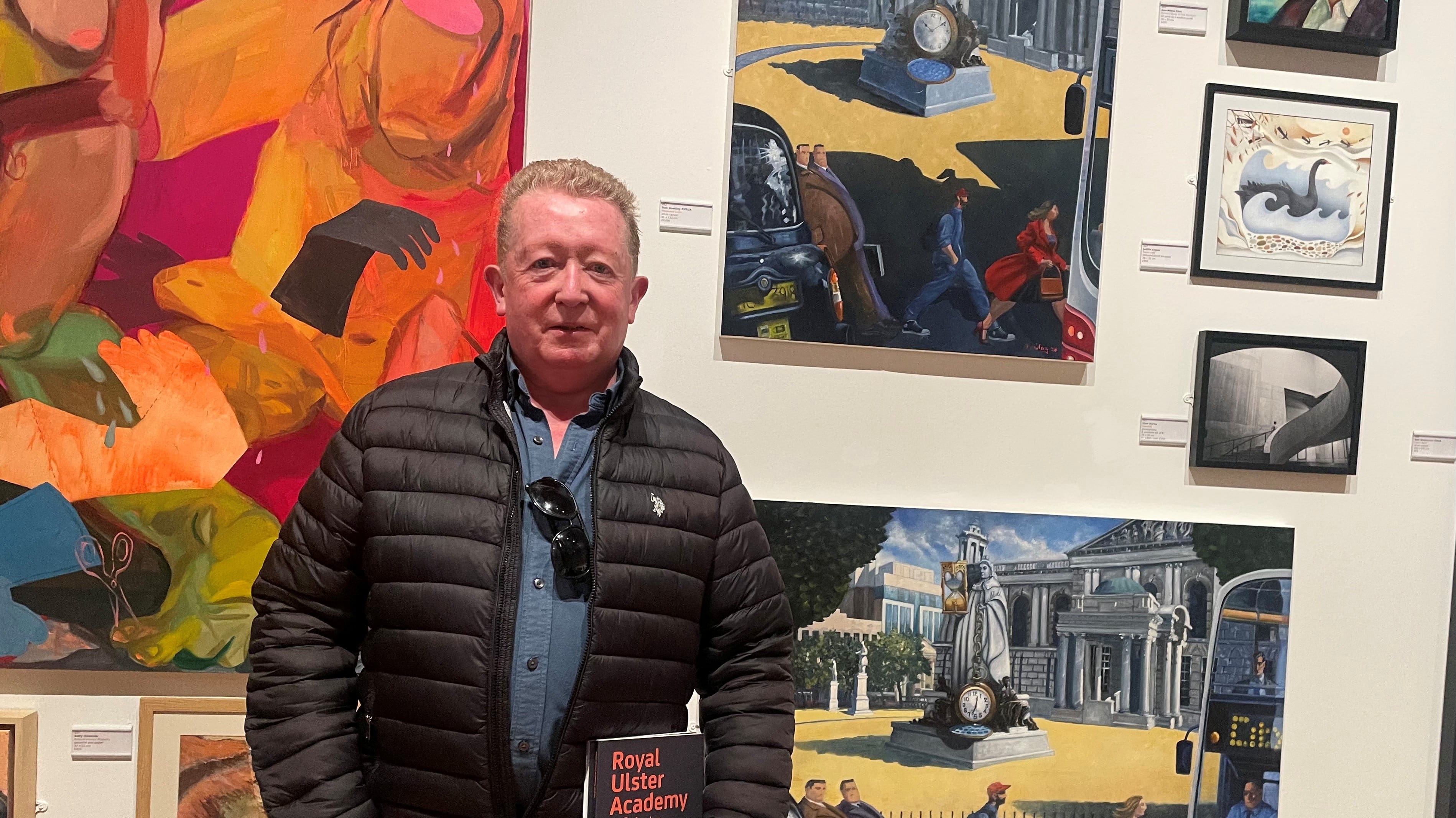 Much sought after painter Dan Dowling with his oil on canvas work, Measured Lives