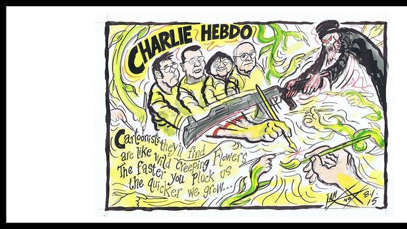 <strong>Charlie Hebdo</strong> - Cartoonists and journalists around the world unite in their <a href="http://www.irishnews.com/news/2015/01/08/news/massacre-an-attack-on-free-speech-says-award-winning-belfast-cartoonist-112520/" title="http://www.irishnews.com/news/2015/01/08/news/massacre-an-attack-on-free-speech-says-award-winning-belfast-cartoonist-112520/">determination to continue their work</a> despite the murder of 13 Charlie Hebdo staff by extremists