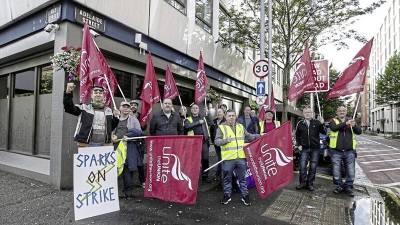 Housing Executive workers pictured during their strike in Belfast. A new pay offer has brought the action to an end, it was confirmed on Tuesday. Picture by Hugh Russell 