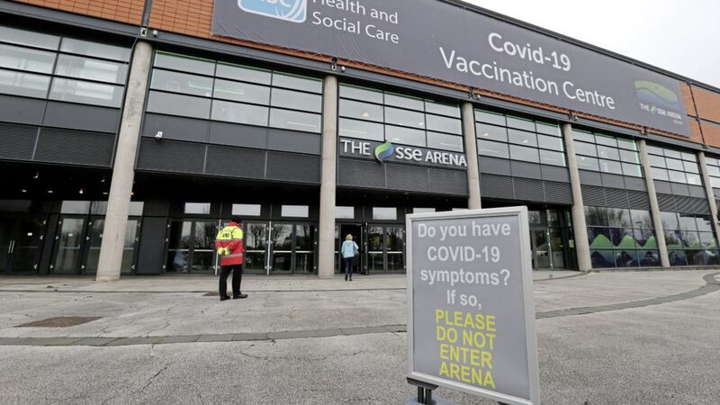 The SSE Arena in Belfast is operating as a mass vaccination centre. Picture by Hugh Russell 