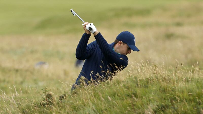 Jordan Spieth plays out of the rough on the sixth hole during a practice day at Royal Troon Golf Club in Scotland on Tuesday<br />Picture by PA