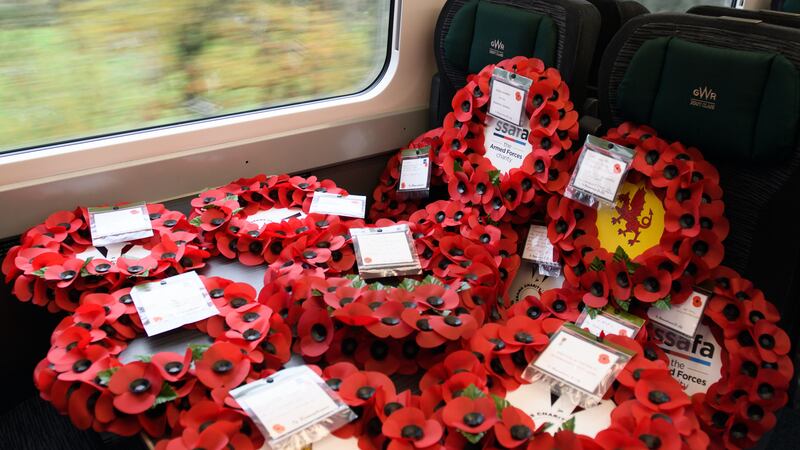 Poppies were put on trains at more than 60 stations across the Great Western Railway network.