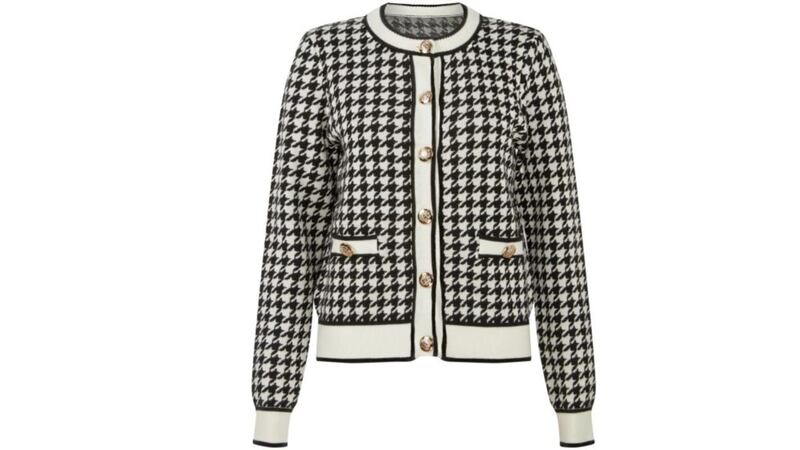 Black Dogtooth Gold Button Detail Cardigan, &pound;38, River Island 