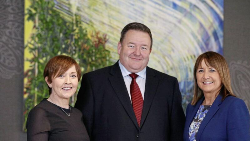Almost half of Northern Ireland manufacturers have said they plan to raise prices in the next three months according to the latest Quarterly Economic Survey. Pictured are economist Maureen O&rsquo;Reilly, Brian Murphy (BDO) and Ann McGregor (NI Chamber). Picture by Matt Mackey 