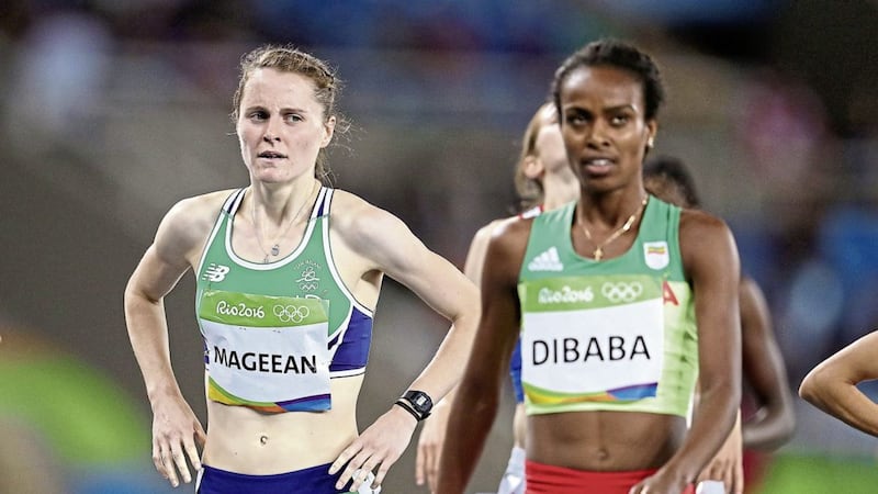 Ireland&#39;s Ciara Mageean (left) goes in the heats of the women&#39;s 1500m in Belgrade on Friday 