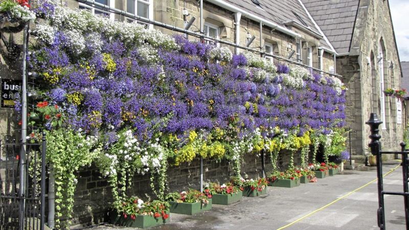 A bee wall created by Barnoldswick in Bloom 