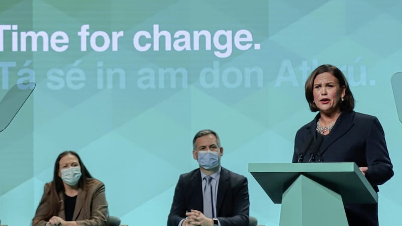 Mary Lou McDonald speaking during the Sinn F&eacute;in ard fheis at the Helix in Dublin. Photo: Damien Storan/PA Wire. 