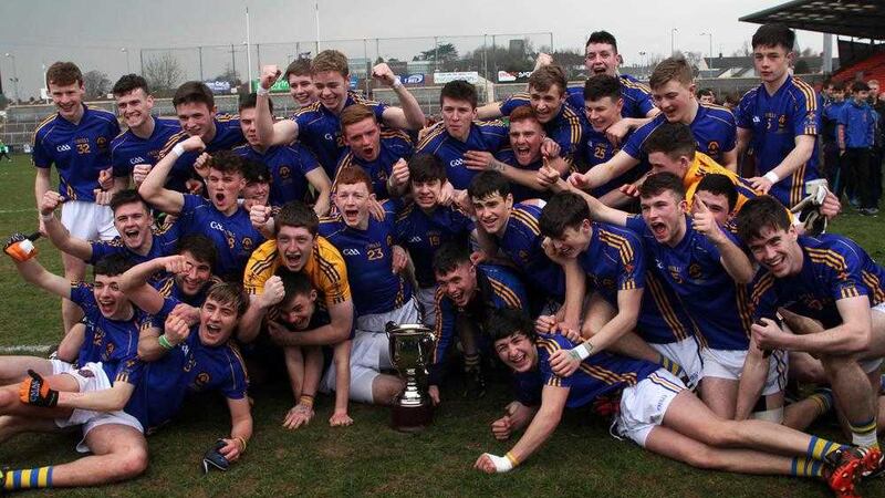 St Patrick's College, Cavan celebrate winning the Macrory Cup against St Patrick's Academy, Dungannon