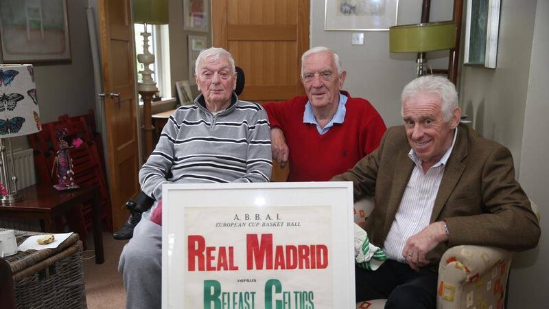 Belfast Celtics players (l-r) &Eacute;amonn Brennan, Michael Brennan and Alan Monneypenny <br />Picture: Hugh Russell