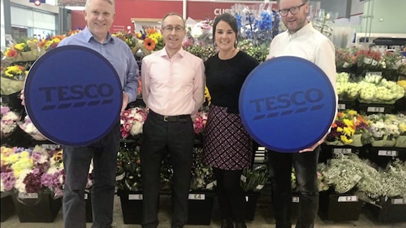 Announcing the Tesco Centenary Fund are (from left) Brendan Guidera, store director NI; Peter Timoney, finance manager NI; Emma Swail, area manager NI Express; and Stephen Cochrane, store director NI 