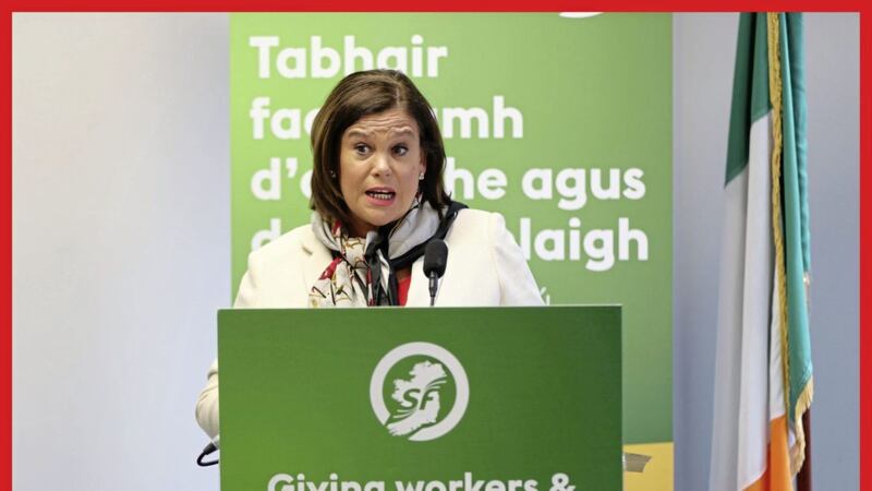 Sinn F&eacute;in leader Mary Lou McDonald speaking at the launch of the party&#39;s general election manifesto in Dublin PICTURE: Niall Carson/PA 