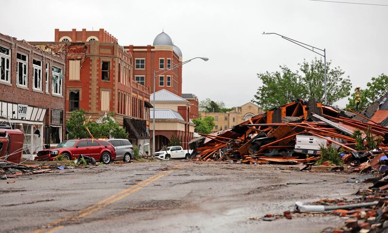 The town of Sulphur was hit by a tornado (Bryan Terry/The Oklahoman via AP)