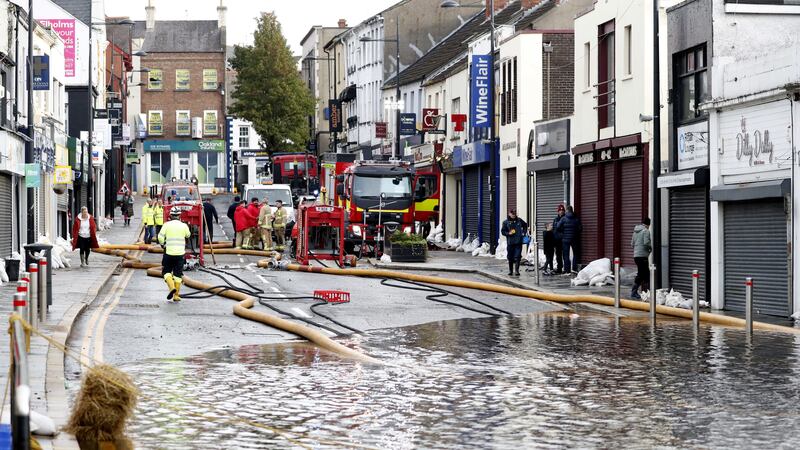 Downpatrick was heavily affected by flooding. Picture by Peter Morrison/PA