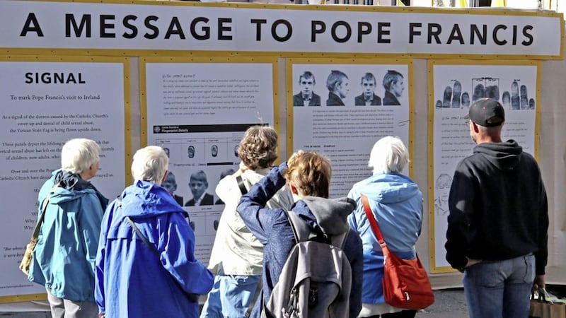 Ireland has been sending messages to Pope Francis ahead of his visit, starting tomorrow, including an art installation by Mannix Flynn in Dublin city centre. But what message will the Pope bring to Ireland? Picture by Niall Carson/PA Wire 