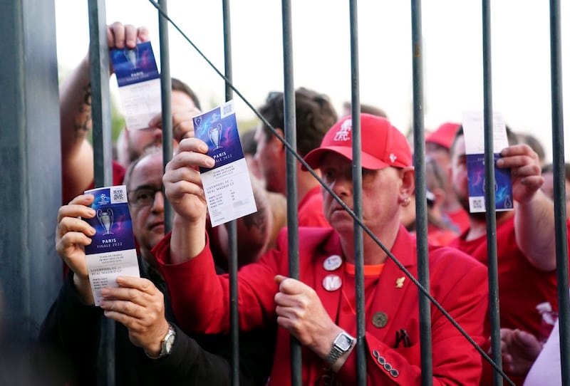Liverpool fans were penned outside the perimeter of the Stade de France ahead of the 2022 Champions League final in Paris