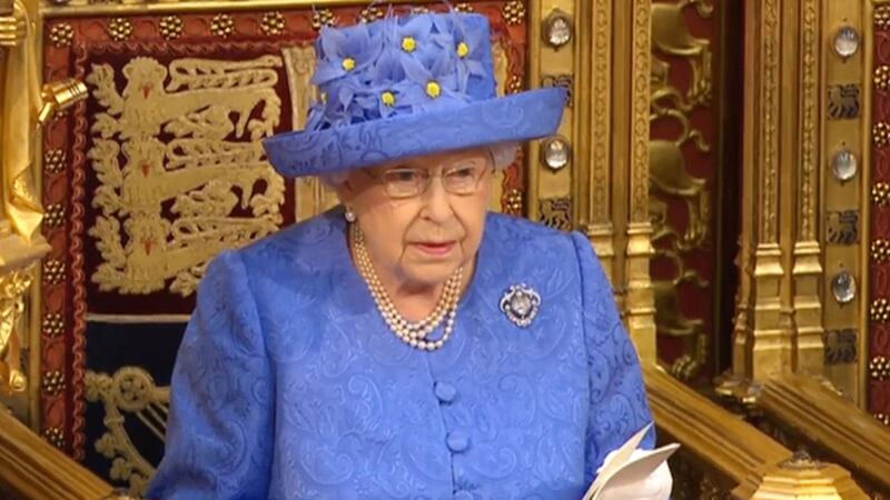 Queen Elizabeth II reading the Queen's Speech in the House of Lords at the Palace of Westminster in London&nbsp;