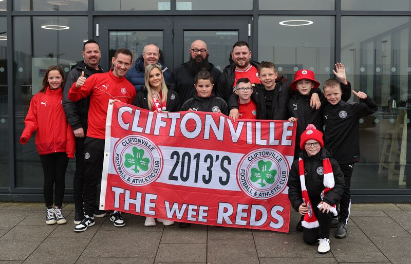 PACEMAKER PRESS BELFAST 04-05-24
Clearer Water Irish Cup Final
Cliftonville Fans  during this Afternoon’s game at NFS @ Windsor Park, Belfast.  
Photo - Andrew McCarroll/ Pacemaker Press