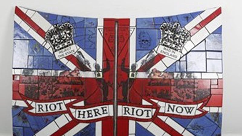 Riot Here, Riot Now by political artist Carrie Reichardt is one of the more unusual items for sale in the government auction. 