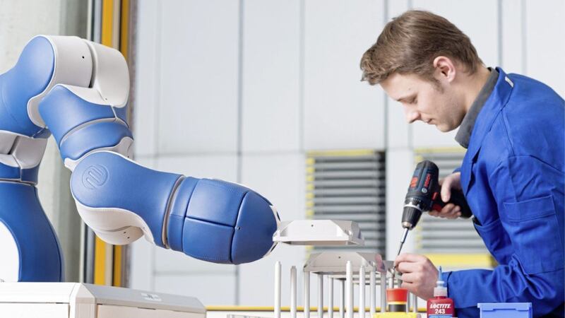 Collaborative robots, or &#39;co-bots&#39;, work alongside humans on a factory floor to help the company manufacture much more efficiently and effectively 