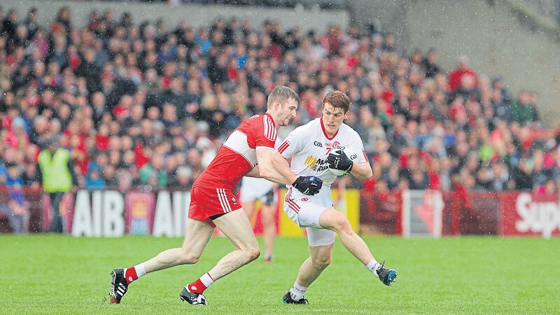 Peter Harte&rsquo;s contributions to Tyrone&rsquo;s win over Derry at both ends of the pitch illustrate the varying roles Red Hand players are expected to perform<br /> Picture by Colm O&rsquo;Reilly