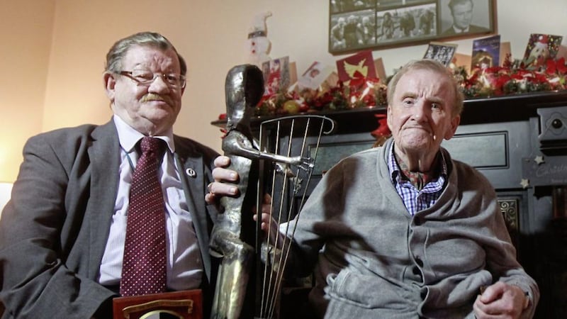 Fionnbarra O Dochartaight (left) - pictured along with SDLP founding member, the late Ivan Cooper in 2017 - was one of the three organisers of the 1968 October 5 Civil Rights&#39; march in Derry. Picture by Margaret McLaughlin. 