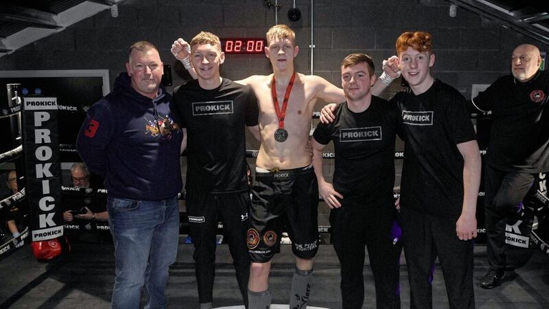 Proud dad Mark Braniff with sons Dan, James, Nathan and Adam at the Prokick gym, ahead of Sunday&#39;s historic &#39;Brothers in Arms&#39; card. Picture by Mark Marlow 