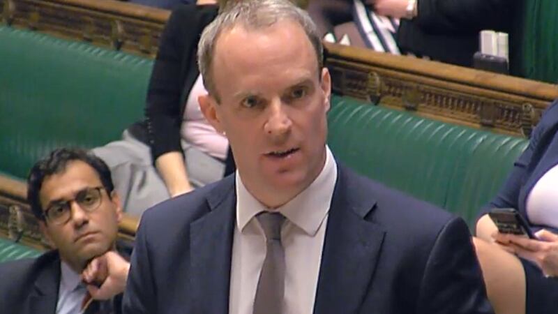&nbsp;Foreign Secretary Dominic Raab speaking in the House of Commons in London, where he told MP that the Foreign Office is advising against all non-essential foreign travel for an initial period of 30 days.