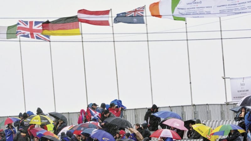 The tricolour and other national flags during a previous north west event  