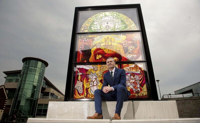 Ciaran Doherty of Tourism Ireland at the launch of the second Game of Thrones stained glass window at Belfast&#39;s Waterfront Hall. Picture by Mark Marlow 