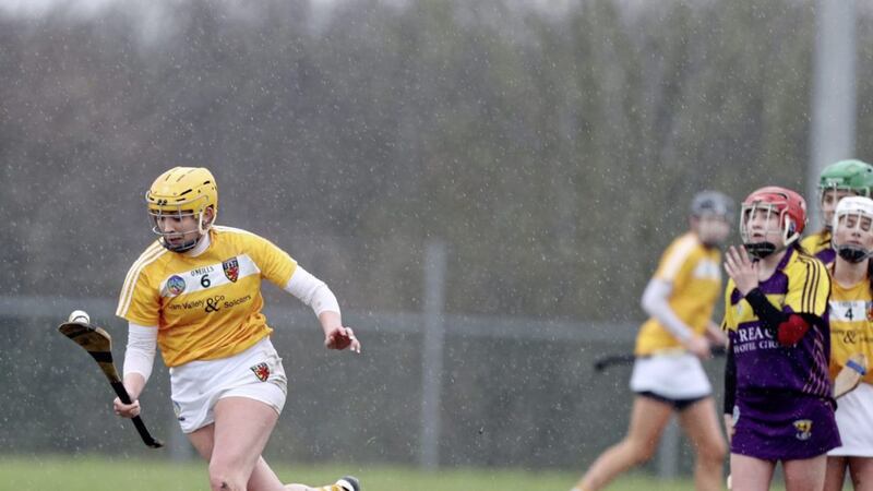 Antrim captain Aileen McManus (wife of Antrim hurling star Neil McManus) in action during her team&#39;s league win over Wexford in Cargin. Picture by John McIlwaine 